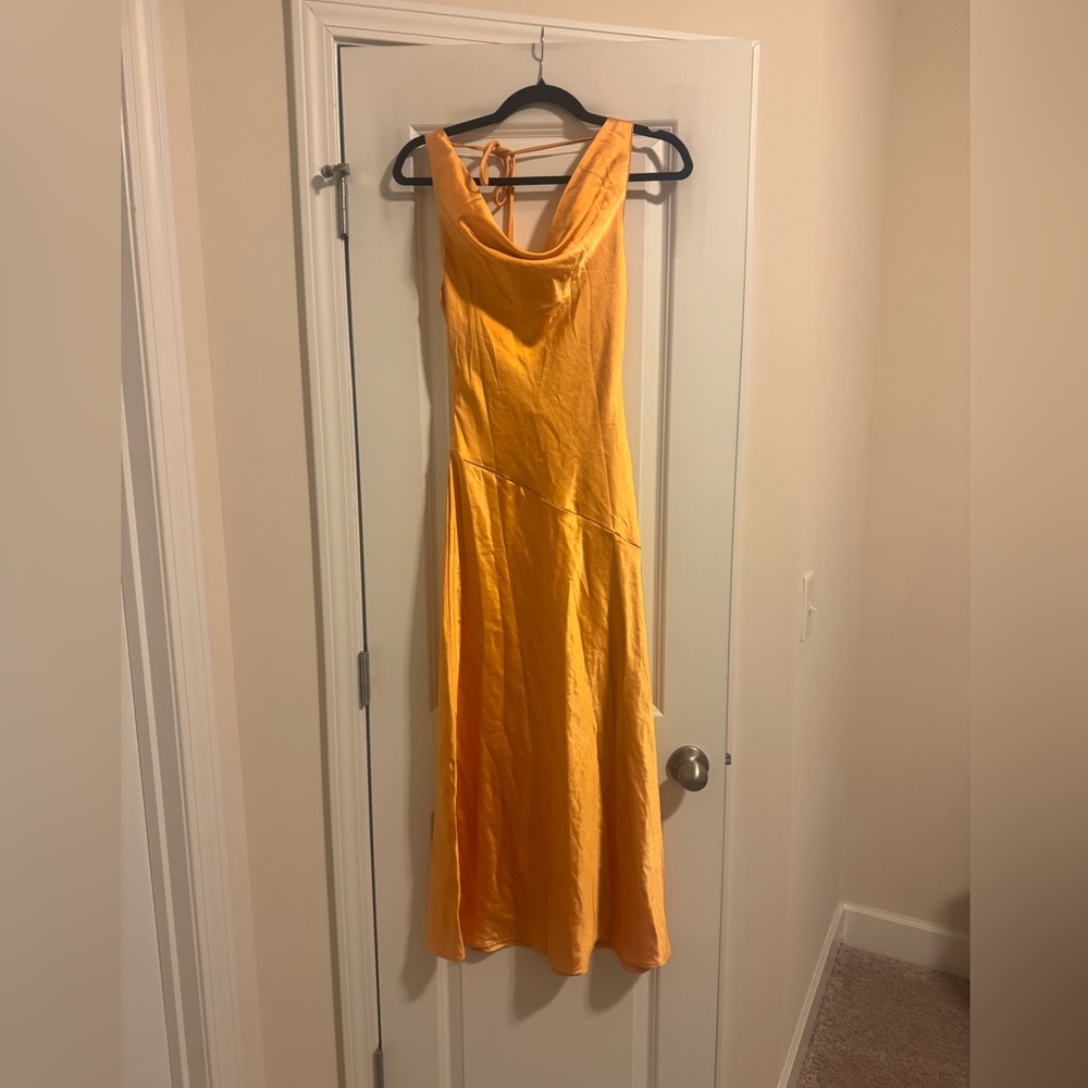 Satin Maxi Dress in Vibrant Orange